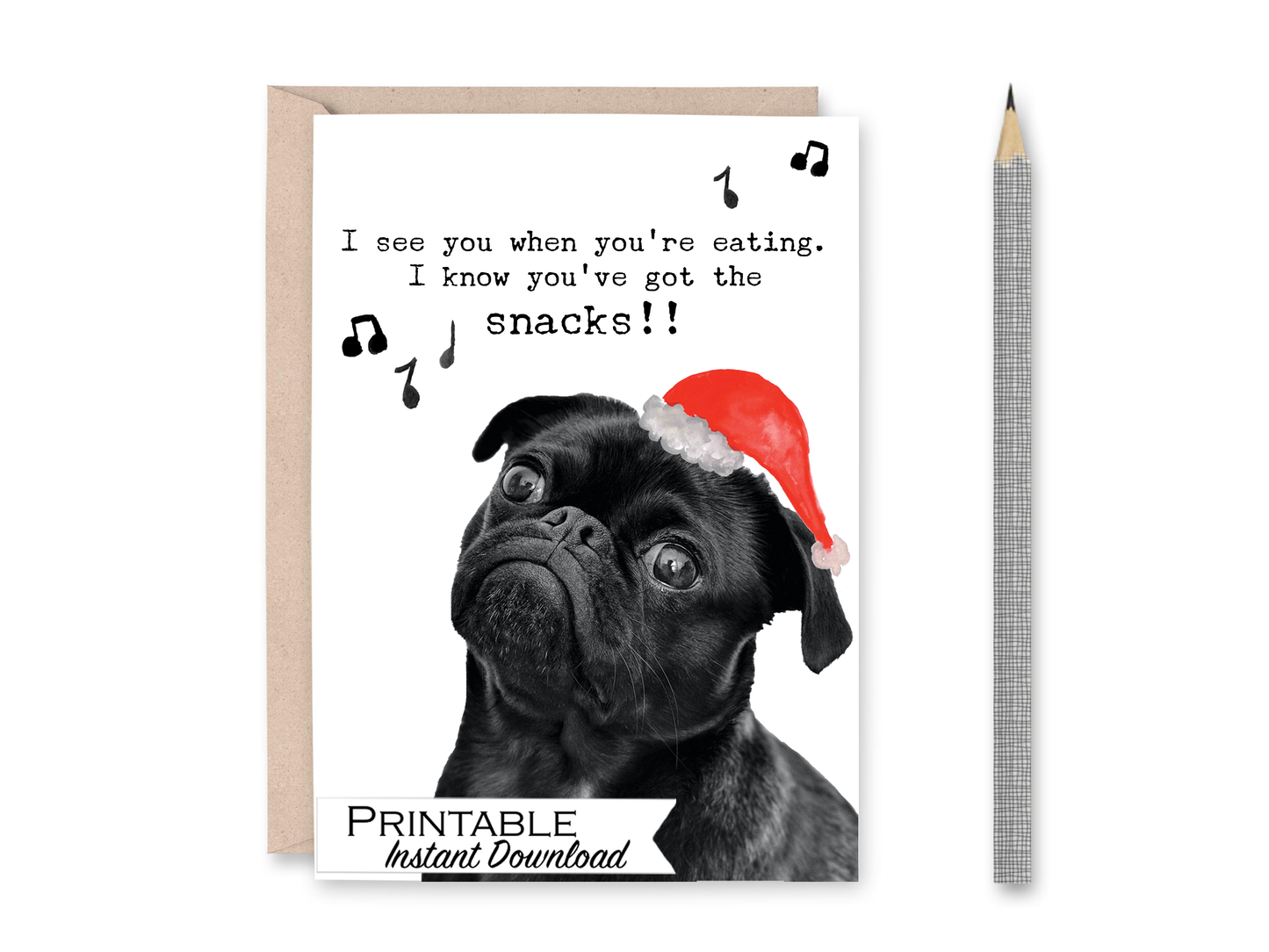 Funny Pug Christmas Card