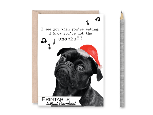 Funny Pug Christmas Card