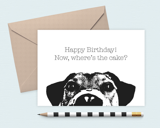 Where's the Cake - Funny Dog Birthday Card