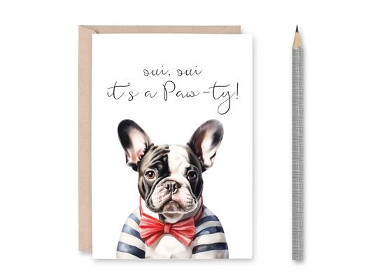 French Bulldog Birthday Card Printable - Frenchie Dog Pawty