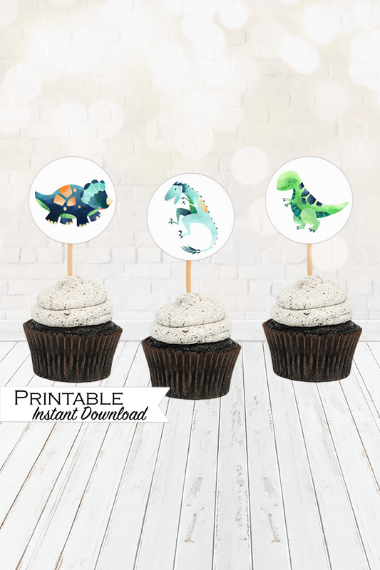 Dinosaur Birthday Cupcake Toppers Printable