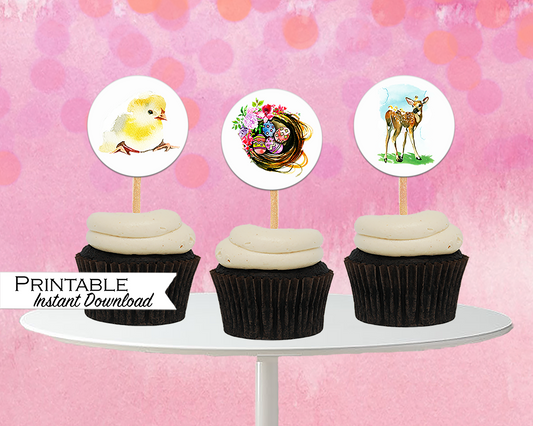 Easter Printable Cupcake Toppers - Digital Download