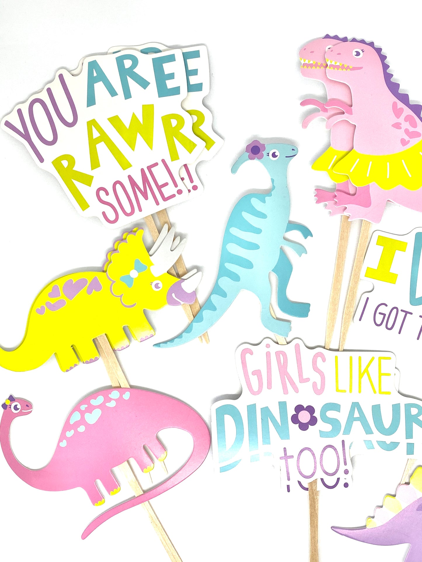Pink Dinosaur Cupcake Toppers