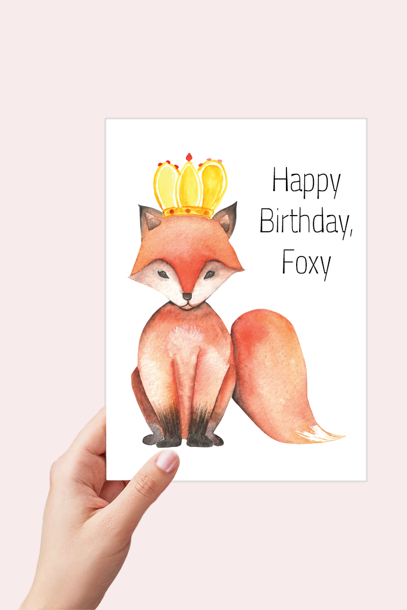 Happy Birthday Foxy - Fox Birthday Card Printable - Digital Download
