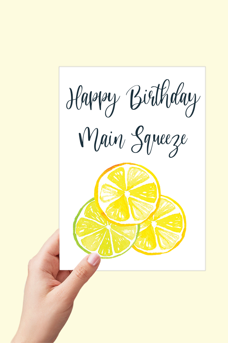 Citrus Happy Birthday Main Squeeze Card Printable - Digital Download