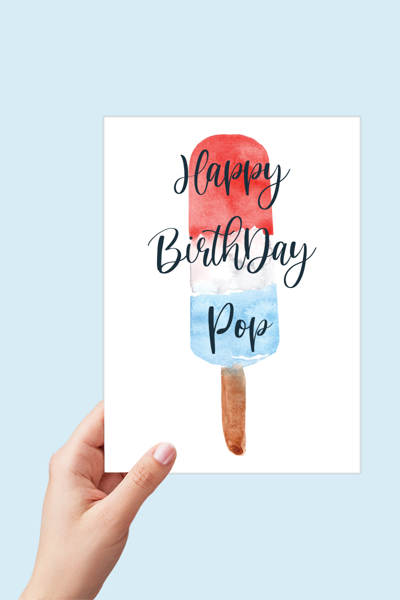 Happy Birthday Pop - Bomb Pop Card Printable - Digital Download
