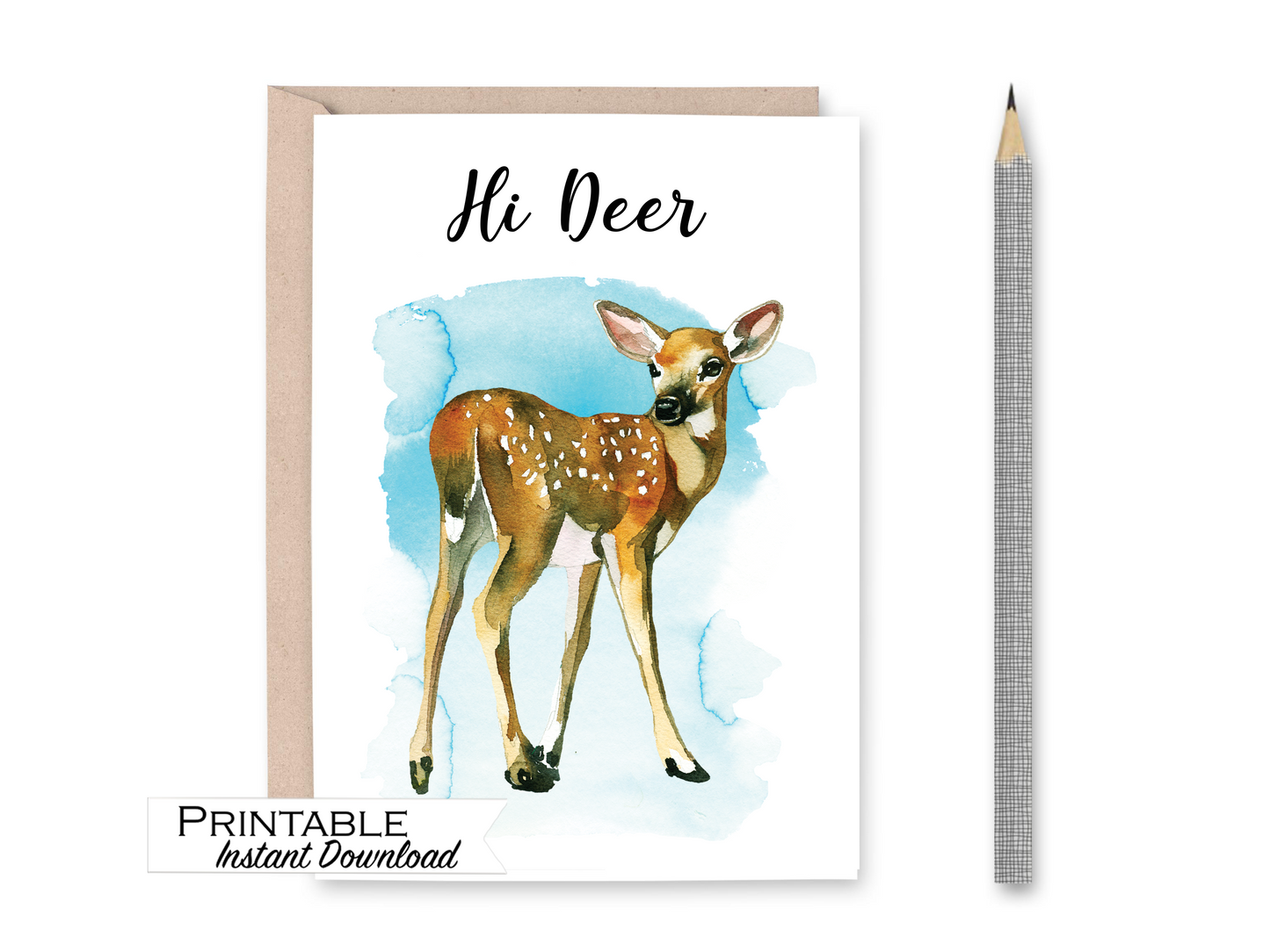 Deer in Nature Greeting Card Printable - Digital Download