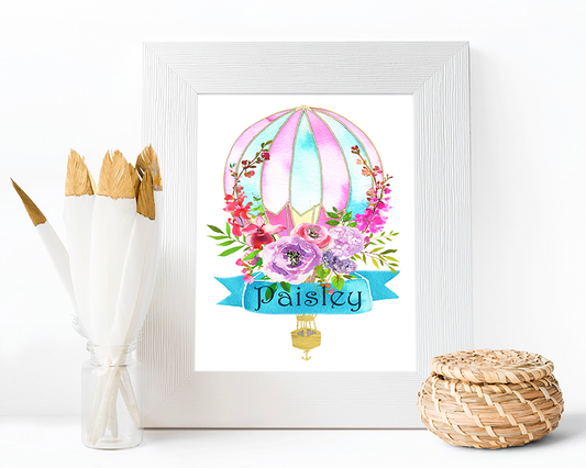 Hot-air Balloon Personalized Wall Art for Nursery Printable - Digital Download