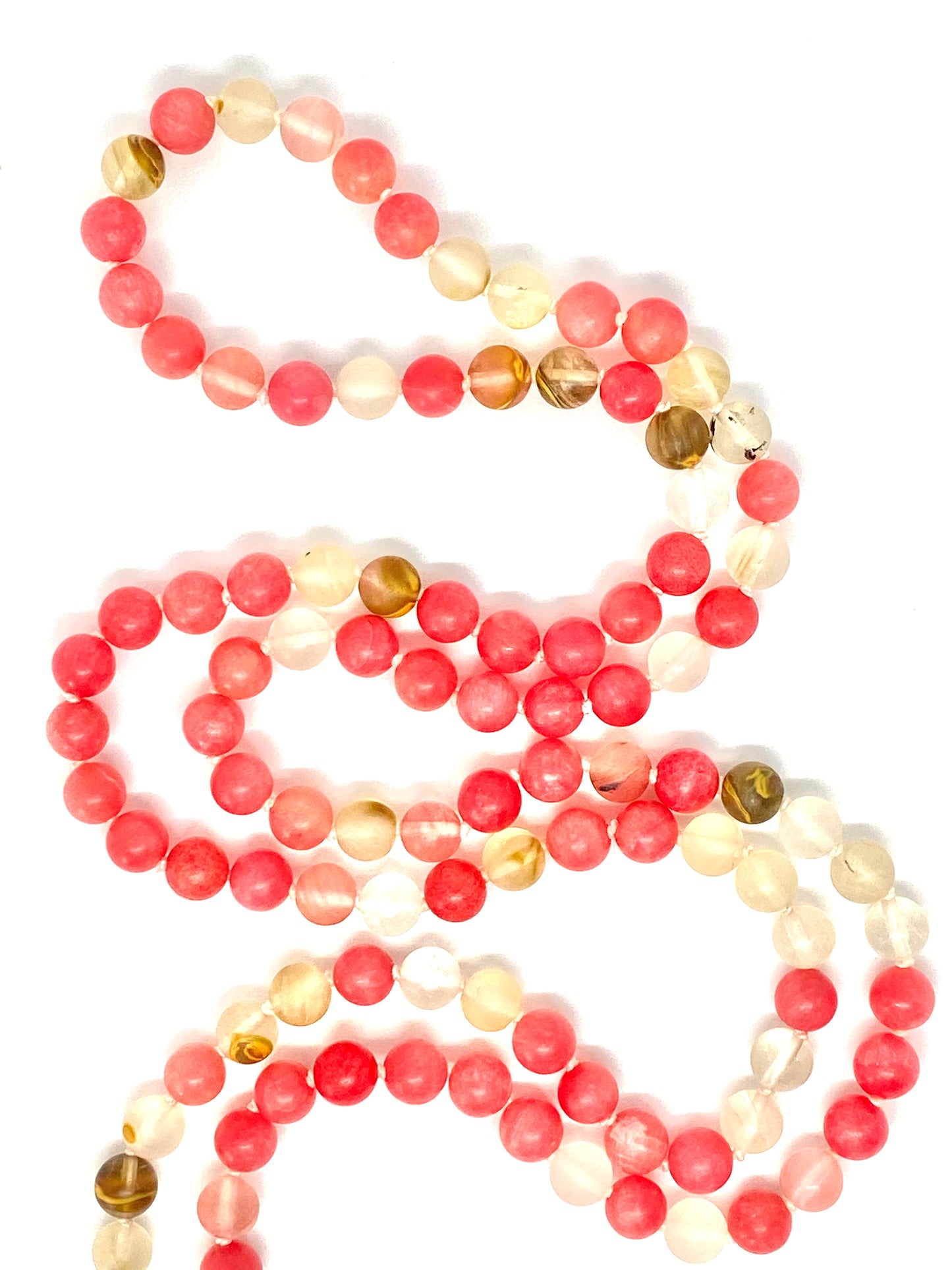 Cherry Quartz + Rhodonite 108 Bead Mala Necklace