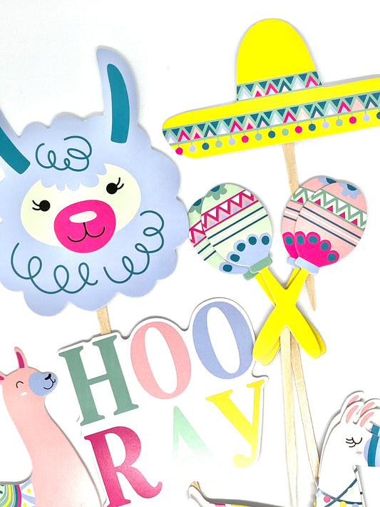 Piñata Llama Party - Cinco de Mayo Cupcake Toppers