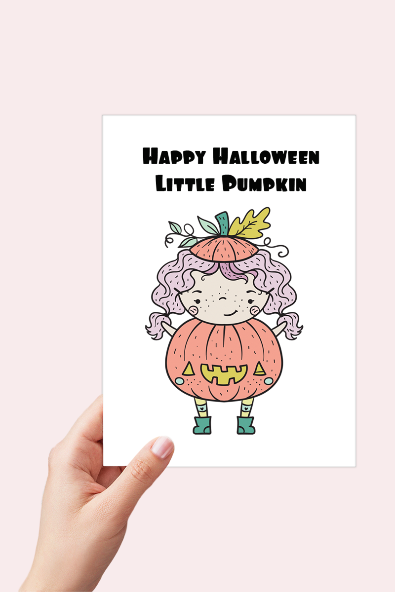 Little Pumpkin Halloween Card Printable - Digital Download
