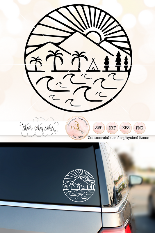 Mountains to the Sea Car Decal - Camping SVG