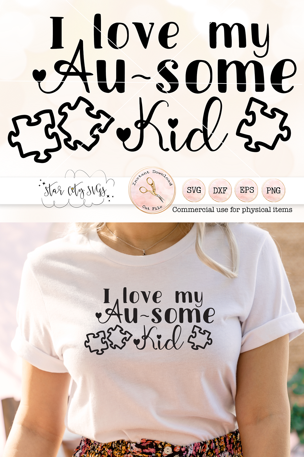 I Love my Au-some Kid - Autism Mom SVG Cut File