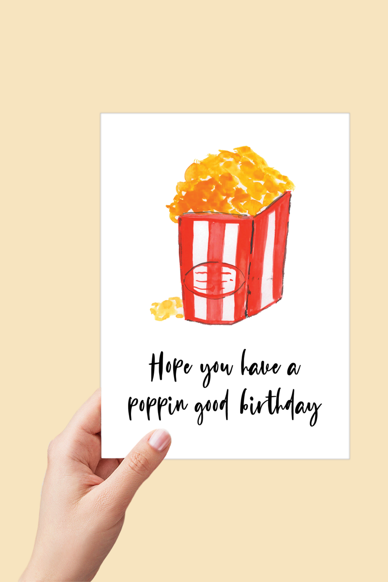 Popcorn Birthday Card Printable - Digital Download