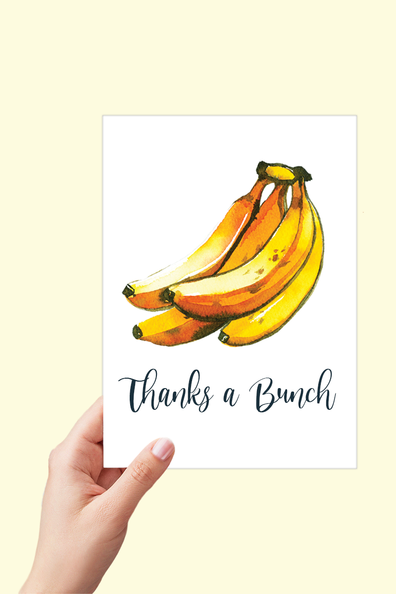 Thanks a Bunch Banana Card Printable - Digital Download