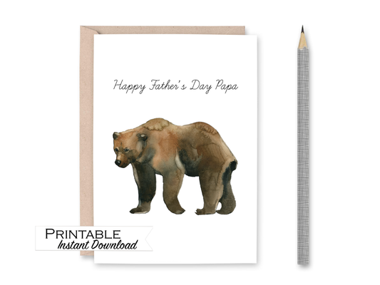 Papa Bear Fathers Day Card Printable - Digital Download