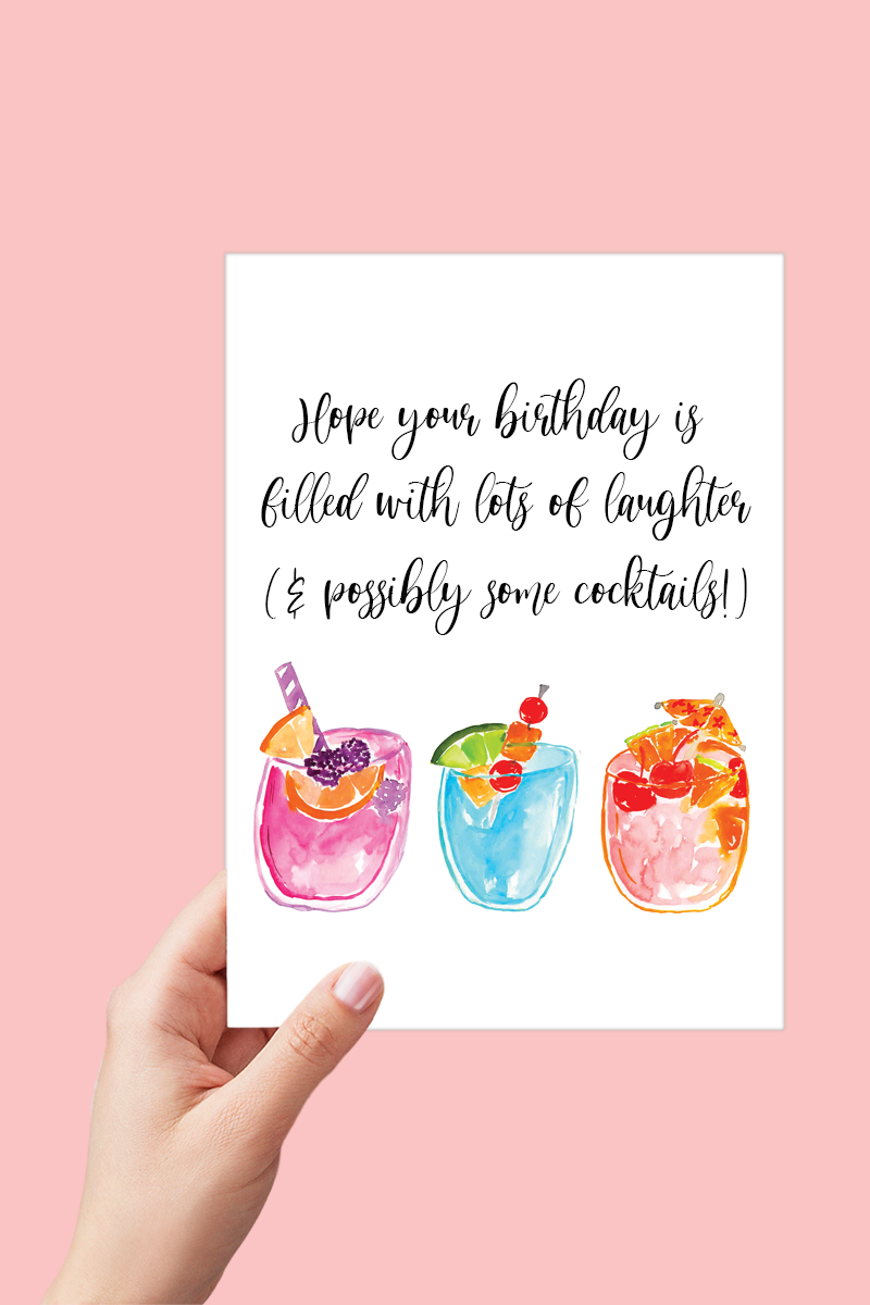 Happy Hour Cocktail Birthday Card Printable - Digital Download