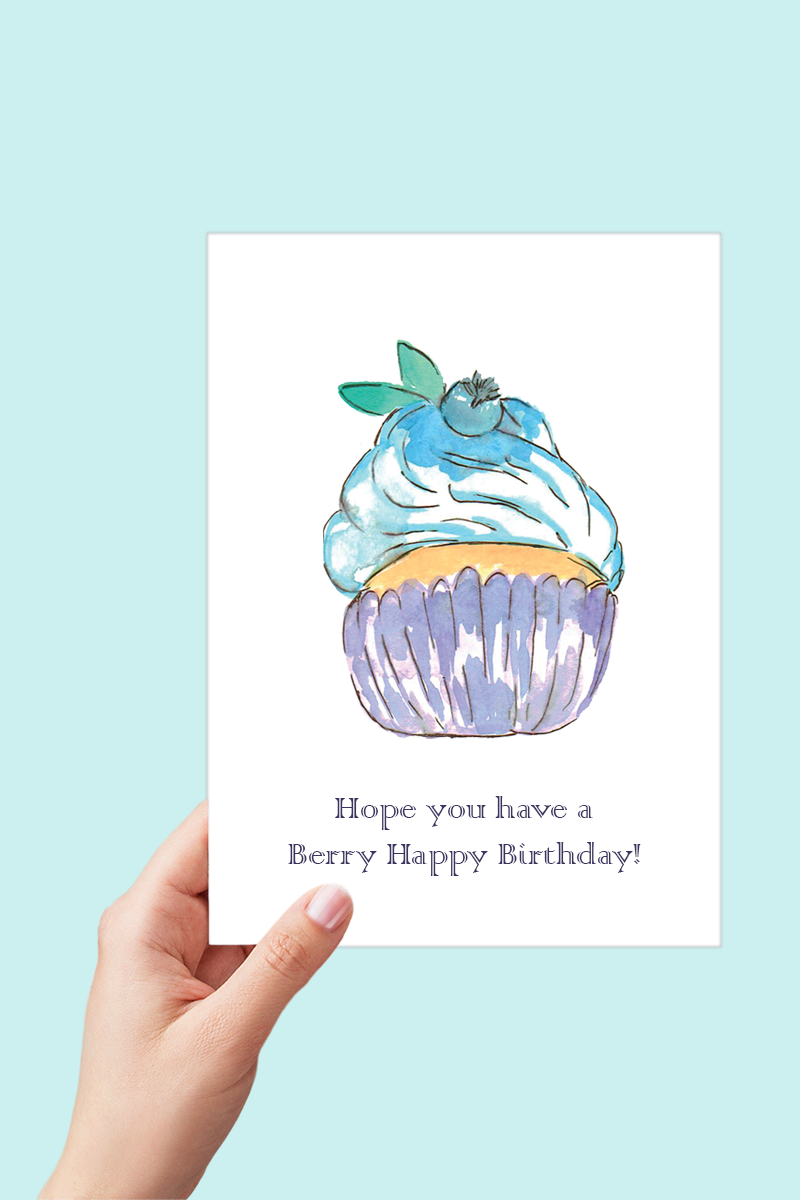 Watercolor Cupcake Funny Birthday Card