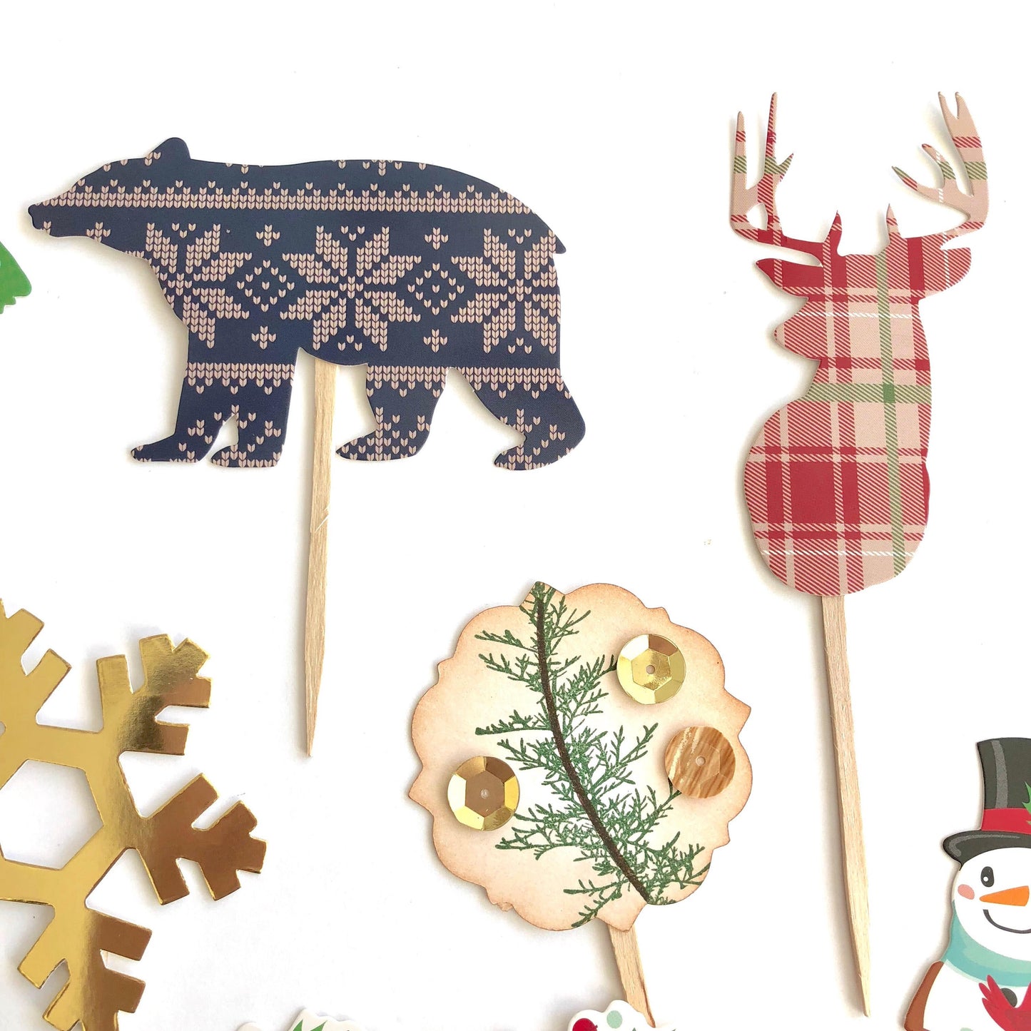 Woodland Holiday Cupcake Toppers