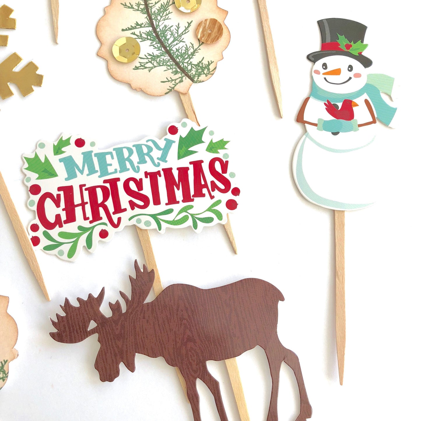 Woodland Holiday Cupcake Toppers