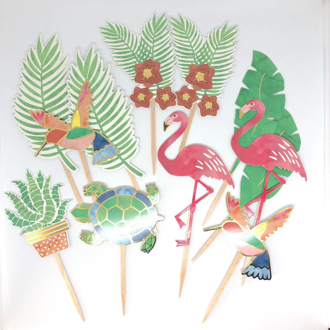 Tropical Pastel Cupcake Toppers