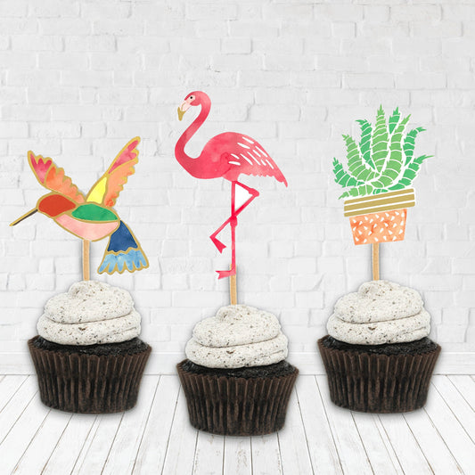 Tropical Pastel Cupcake Toppers