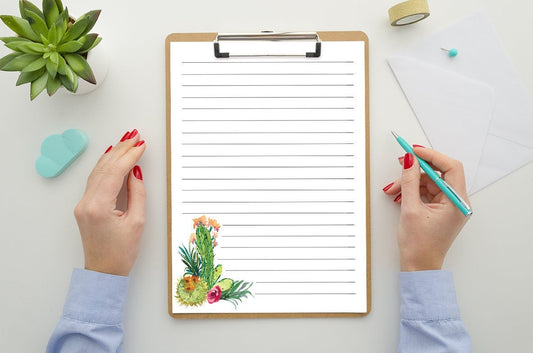 Cactus Watercolor Stationery Set Printable - Digital Download