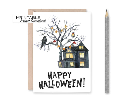 Happy Halloween Card  Printable - Digital Download