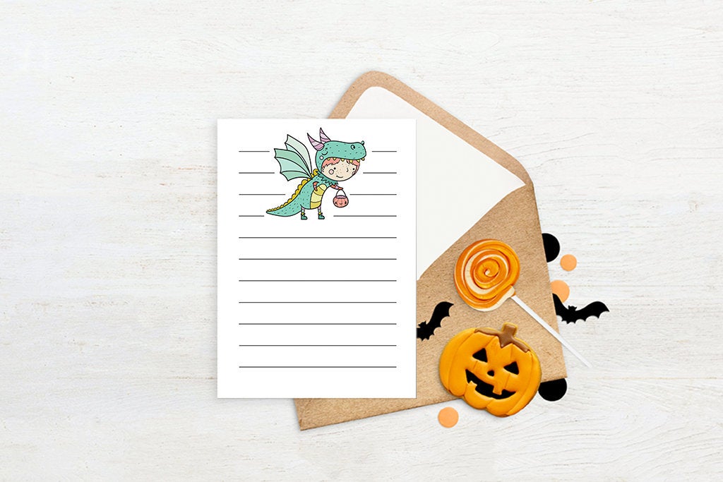 Pastel Halloween Note Cards - Printable Stationary for Kids