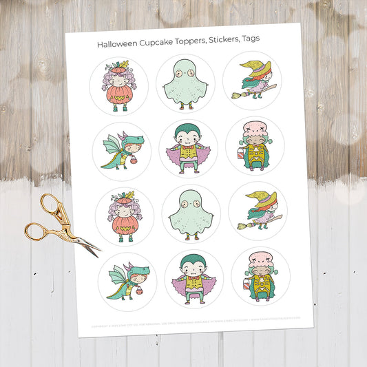 Pastel Halloween Printable Cupcake Toppers