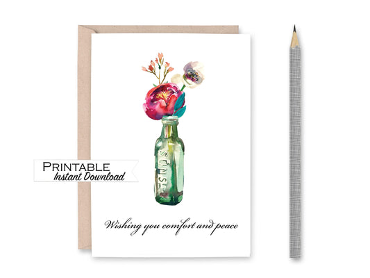 Wishing you Comfort and Peace Sympathy Card Printable - Digital Download