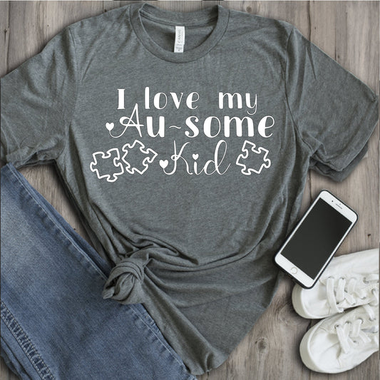 I Love my Au-some Kid - Autism Mom SVG Cut File