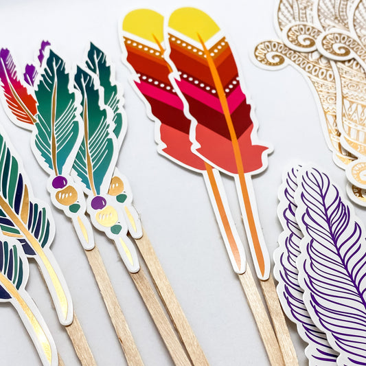 Boho Feather Cupcake Toppers