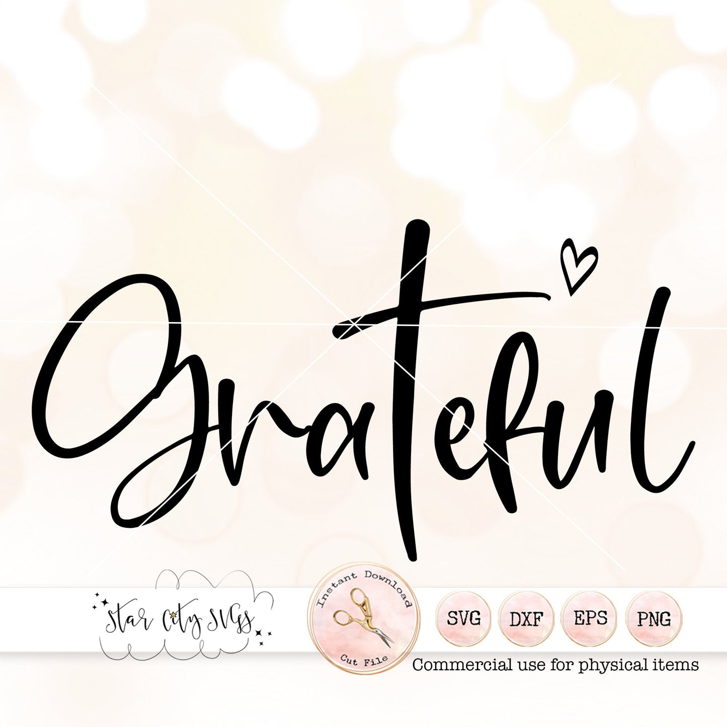 Grateful SVG - Cross and Heart