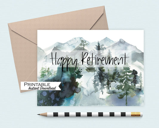 Mountain Happy Retirement Printable Card
