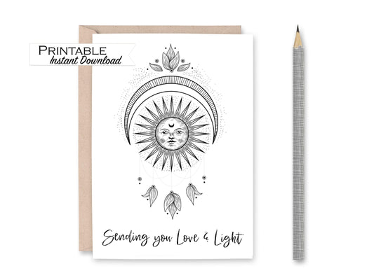 Sympathy Encouragement Printable Card - Celestial Sending you Love and Light