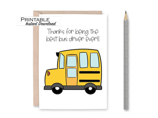 Bus Driver Thank you Card Printable