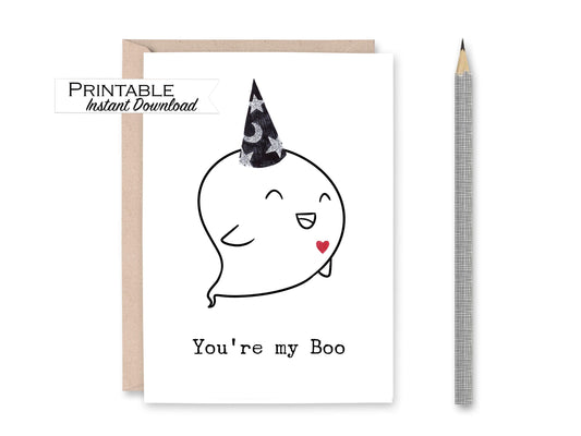 You're My Boo Printable Card for Her, Funny Anniversary Card for Him