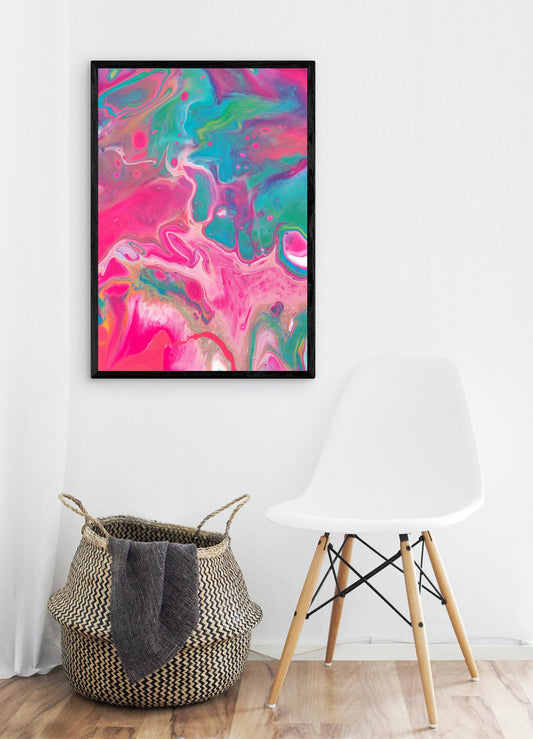 Abstract Marble Art, Pink and Teal Wall Art Printable, Contemporary Art Apartment Decor, Marble Print Watercolor Poster, Modern Wall Art