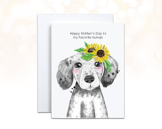 Dog Mom Funny Mothers Day Card with Sunflowers