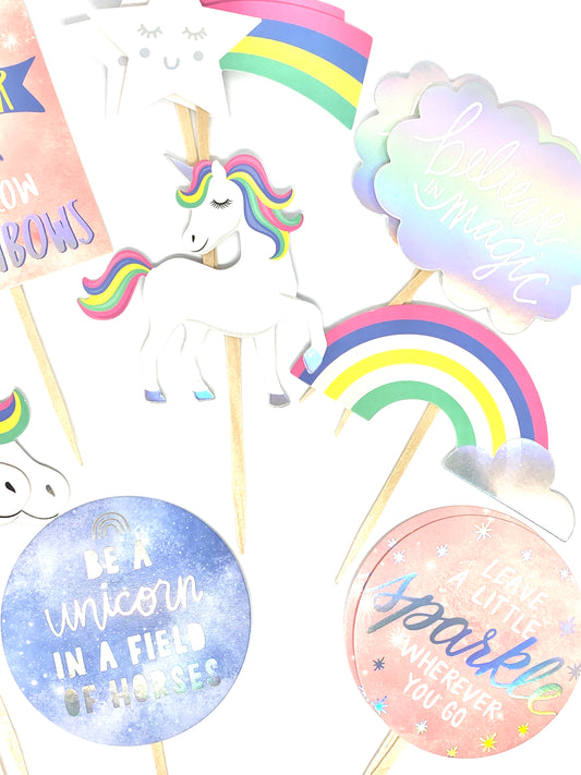 Rainbows + Unicorns Cupcake Toppers