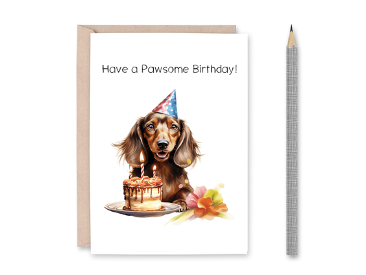 Dachshund Birthday Cake Card - Have a Pawsome Birthday