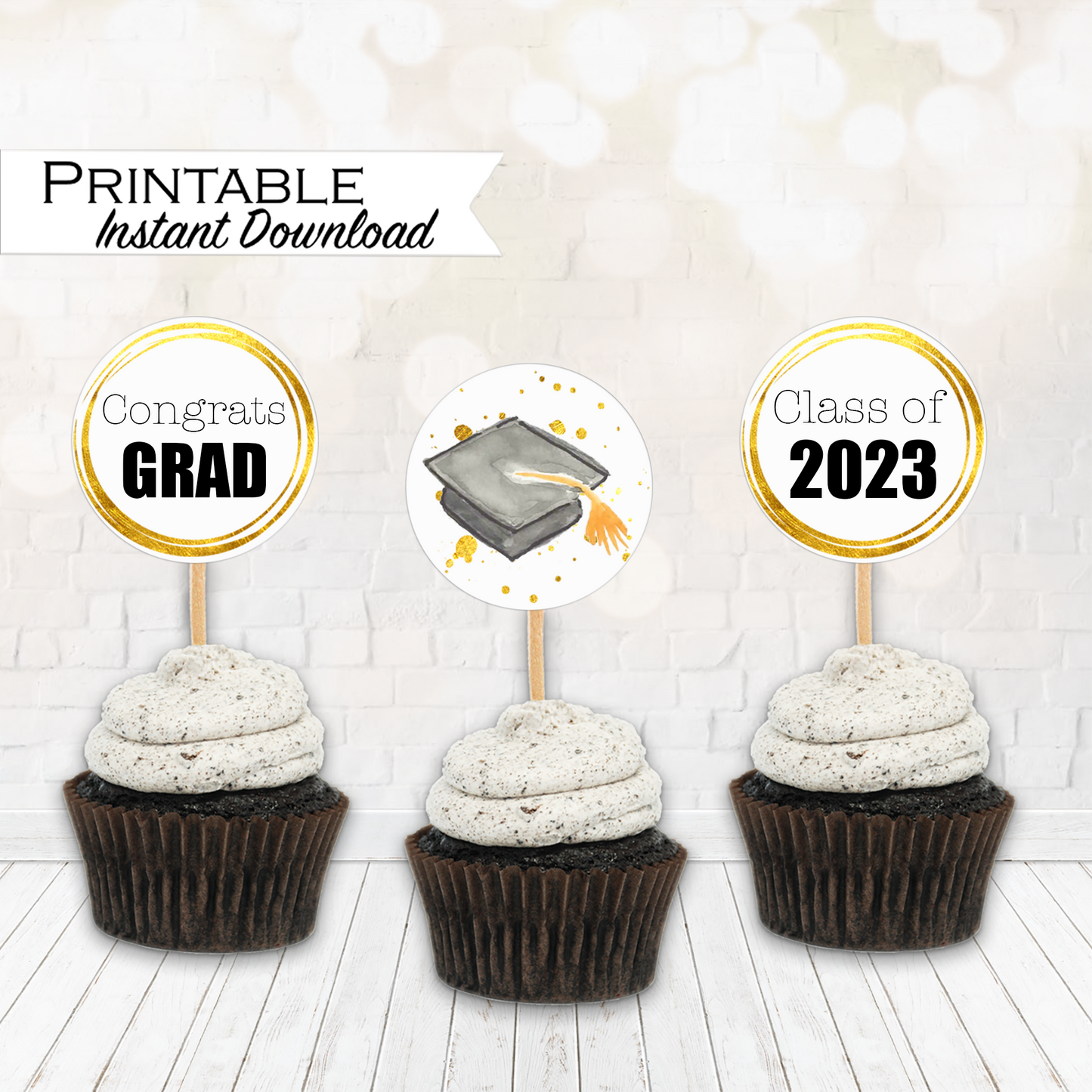 Graduation Cap Watercolor Printable Stationery - Unlined & Lined Stationery Set