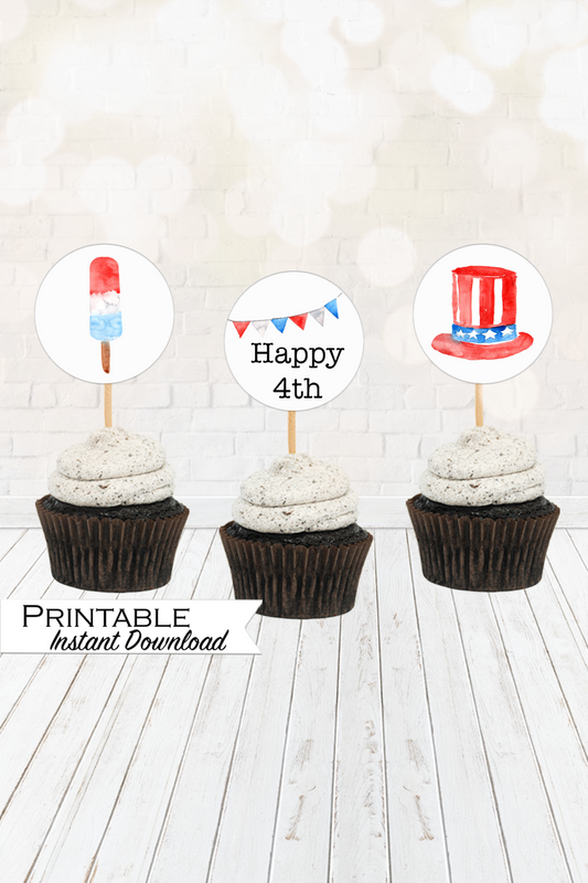 4th of July Cupcake Topper Printable