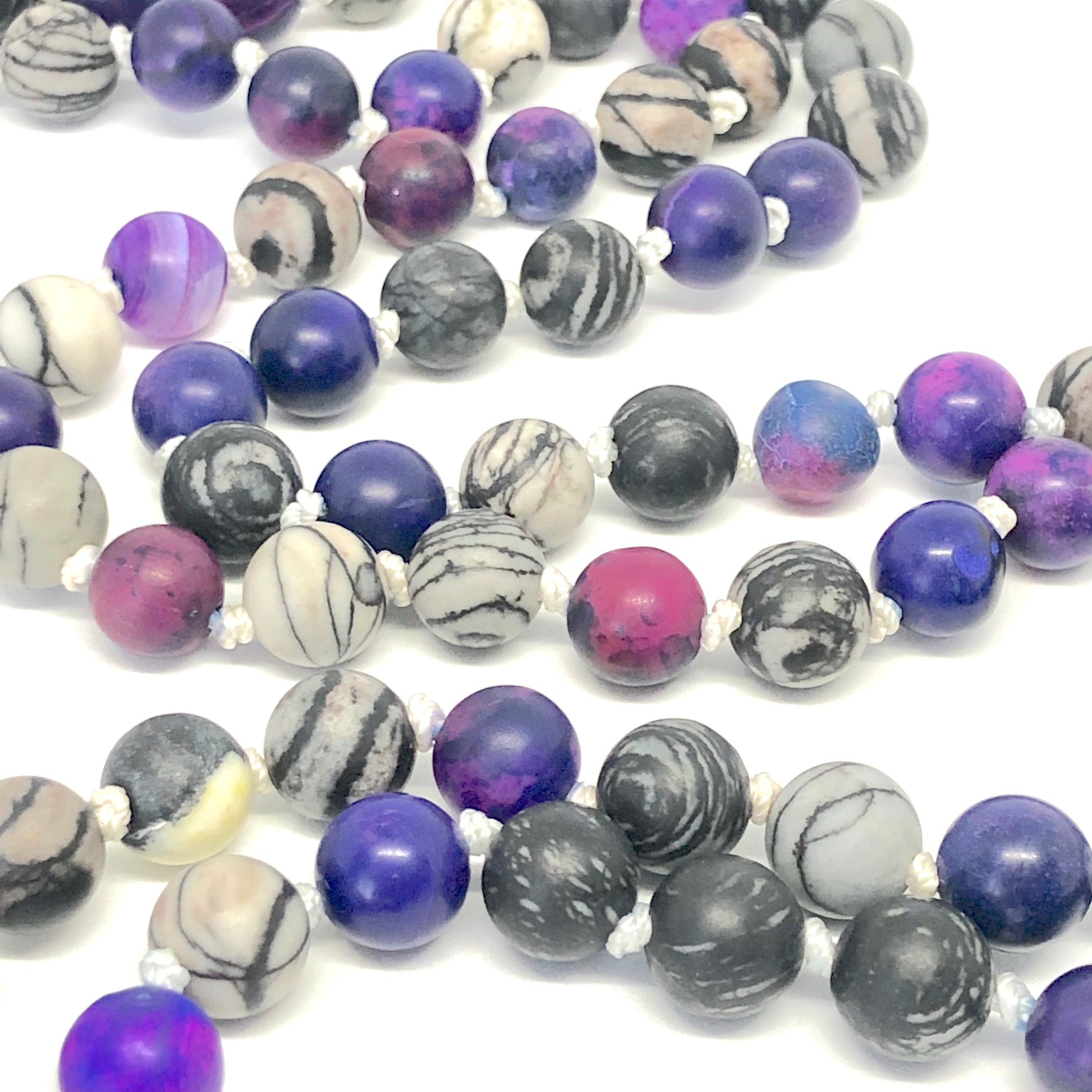 Adventure purple and black Mala Necklace beads