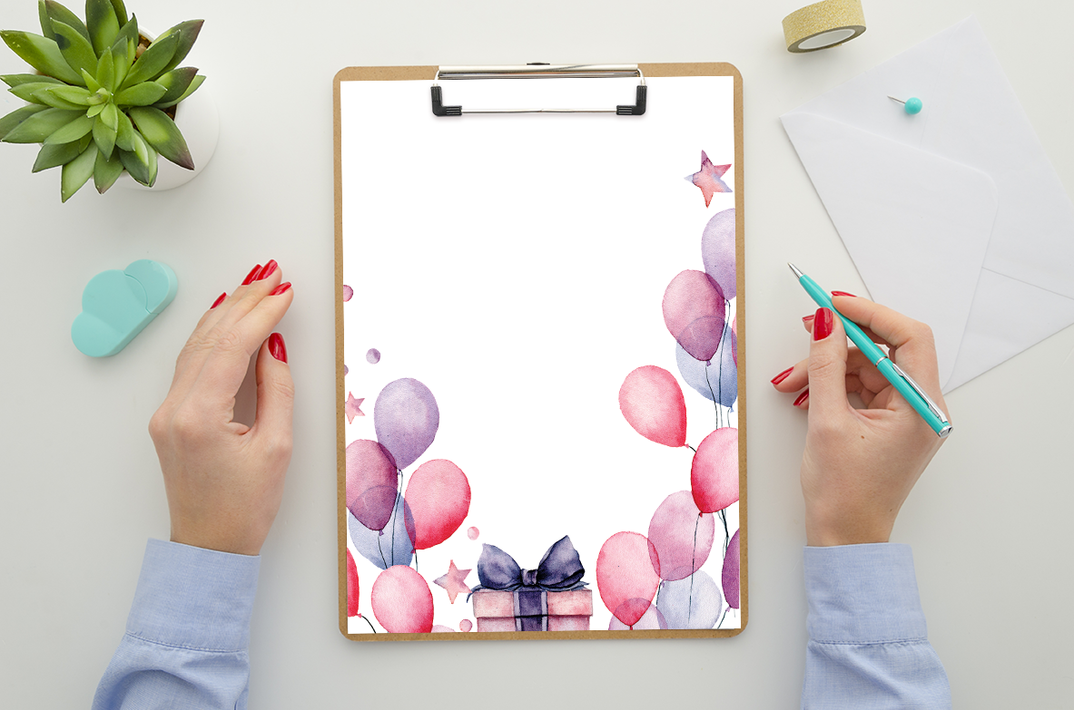 Birthday Balloons Stationery Set Printable