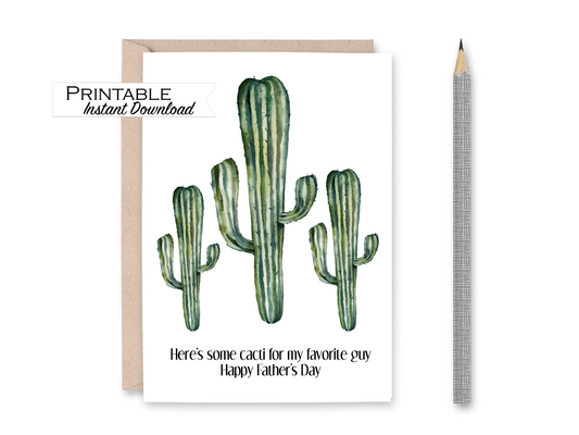 Cacti Fathers Day Card Printable - Digital Download