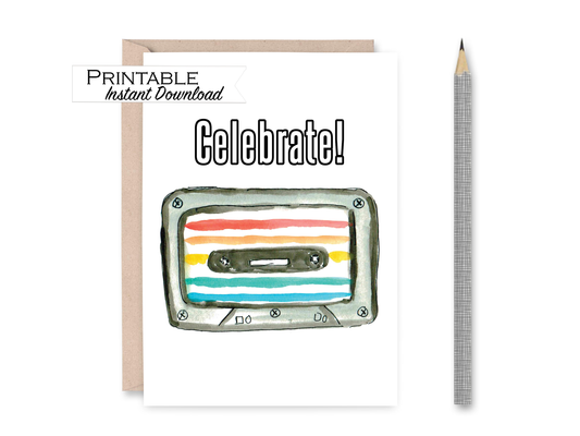 Celebrate Pride Mix Tape Card Printable - Digital Download