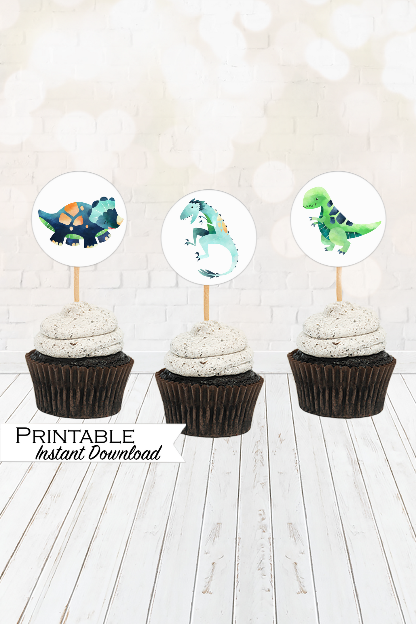 Dinosaur Baby Shower Cupcake Toppers Printable