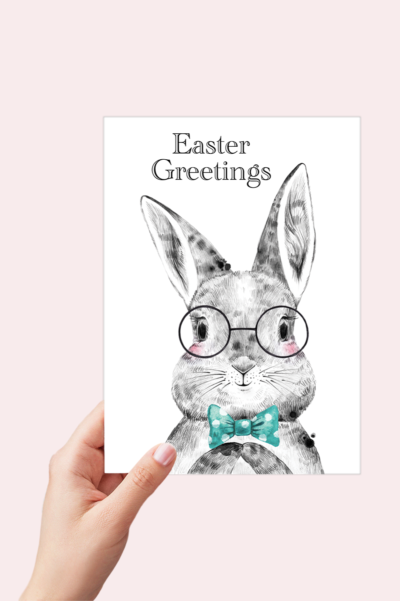 Easter Bunny Easter Greetings Card Printable - Digital Download